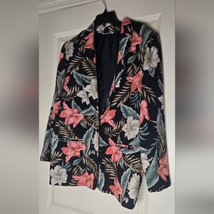 Floral Tropical Print Blazer